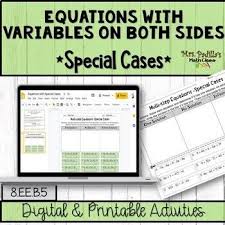 Multi Step Equations With Special Cases Digital Card Sort Activity In 2020 Multi Step Equations Solving Linear Equations Equations