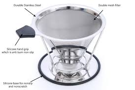 Jomin Paperless Stainless Steel Pour Over Coffee Maker Stainless Steel Coffee Dripper Reusable D Stainless Steel Coffee Pour Over Coffee Maker Pour Over Coffee