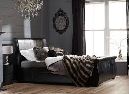 Manhattan Black Faux Leather Upholstered Bed Frame Black Leather Bed Classy Bedroom Leather Upholstered Bed