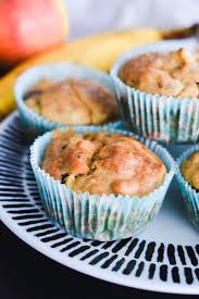 Apfel Bananen Muffins Gesundes Rezept Perfekt Fur Kinder Gesunde Rezepte Muffins Gesund Bananen Muffins