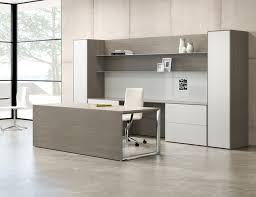 Modern Grey Wood White Metal Desk Ambience Dore