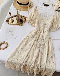 Lucuna Short Sleeve Lace Overlay Floral Midi A Line Dress Yesstyle Fashion Aesthetic Clothes Pretty Dresses