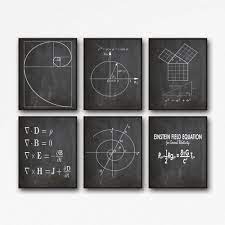Math Poster Set Of 6 Math Prints Fibonacci Golden Spiral Etsy Math Poster Einstein Math