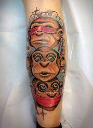 Three Wise Monkeys See Hear Speak No Evil Monkey Tattoo Monkey Tattoos Evil Tattoos New School Tattoo