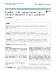 Pdf Perceived Barriers And Enablers Of Physical Activity In Postpartum Women A Qualitative Approach