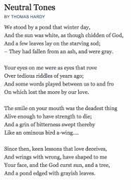 Neutral Tones By Thomas Hardy Poetry Words Beautiful Poetry Poems