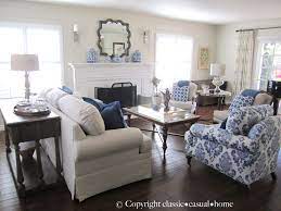 Blue White And Silver Timeless Design Classic Casual Home Living Room White White Sofa Living Room White Rooms