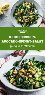 Kichererbsen Avocado Spinat Salat Rezept Spinat Salat Salate Gesund Kichererbsen