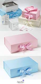 Our Baby Pink Baby Blue Boxes With Gingham Ribbon In Two Sizes Are Perfect For Clothing Baby Shower Gifts And Memory Gifts Baby Shower Scrapbook Baby Gifts