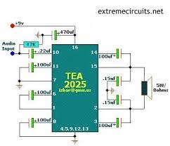 Description Above Circuits Are Based On Tea2025 Is A Monolithic Integrated Audio Amplifier In A 16 Pin Plastic Audio Amplifiers Audio Amplifier Portable Audio