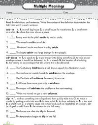 Multiple Meaning Words Worksheet Education Com Multiple Meaning Words Multiple Meaning Words Worksheet Multiple Meaning Words Activities