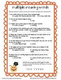 Multiple Meaning Words Halloween Multiple Meaning Words Multiple Meaning Multiple Meaning Words Activities