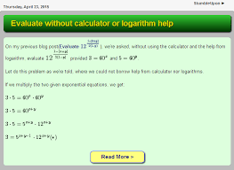 Evaluate Without Calculator Or Logarithm Help Evaluation Problem Solving Skills Mathematics