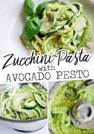 Zucchini Pasta With Creamy Avocado Pesto Recipe Zucchini Pasta Recipes Avocado Pesto Pesto Sauce Recipe