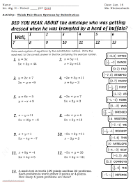 Substitution As Well System Of Equations Substitution Worksheet Word Problem Worksheets Secondary Math Systems Of Equations