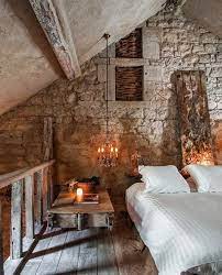 The Sheets Are All Wrong They Need To Be Of Unbleached Sand Washed Linen But Otherwise This Is A Beautiful Rustic Loft Rustic Romantic Bedroom Stone Cottage