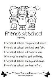 Enjoy Teaching English Friends At School Poem Poems About School Poetry For Kids Kids Poems