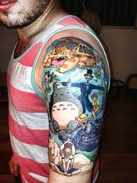 Studio Ghibli Half Sleeve Ah Maze Ing Ghibli Tattoo Studio Ghibli Tattoo Geek Tattoo