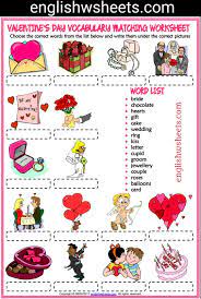 Valentine S Day Esl Printable Matching Exercise Worksheet Worksheet For Kids Valentines Day Esl Worksheets For Kids Valentine Worksheets Valentine Lessons