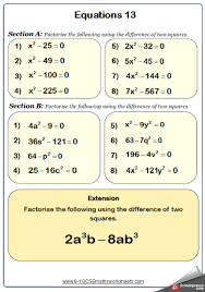 Difference Of Two Squares Maths Worksheet Solving Quadratic Equations Quadratics Quadratic Equation