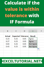 Calculate If The Value Is Within Tolerance With If Formula Excel Tutorials Excel Shortcuts Microsoft Excel Tutorial