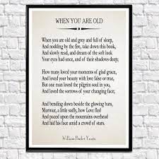 When You Are Old By William Butler Yeats Wb Yeats Poetry Poem Etsy Paper Gifts Anniversary Unique Wall Art Paper Anniversary