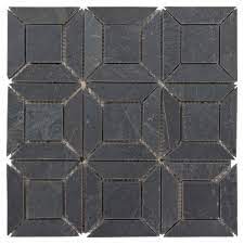 Brushed Squares Slate Mosaic Floor Decor Mosaic Flooring Flooring Slate Bathroom Tile