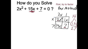 Solve 2x 2 15x 7 0 Youtube
