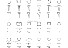 washbasin all views dwg, free cad