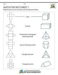 Math Nets Worksheets Match The Nets 1 Teaching Math Math Homework Math Geometry