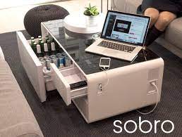 This Is The Kickstarter For The Sobro A 500 Modern Coffee Table That Includes A 24 Bottle Ref Coffee Table With Fridge Cool Coffee Tables Coffee Table Design