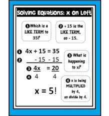Solving 2 Step Equations Poster Solving Equations Equations Anchor Charts