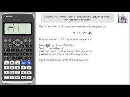 Quickly Find The Nth Term Of A Quadratic Using Statistics Mode Hack Classwiz Regression Featurethe Calculator Guide Calculator Quadratics Graphing Calculator