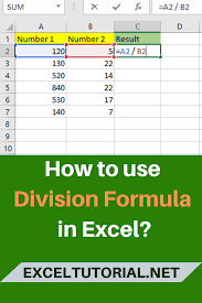 How To Use Division Formula In Excel Microsoft Excel Excel Shortcuts Microsoft Excel Tutorial