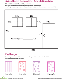 Calculating Area In The Living Room Worksheet Education Com Relief Teaching Ideas Worksheets Multi Step