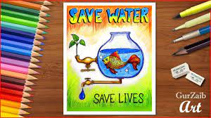How To Draw Save Water Poster Chart For School Students Very Easy Step Handmade Poster Save Water Poster Drawing Save Water Poster