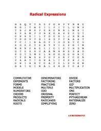 Radical Expressions Word Search Literal Equations Math Words Math Word Search