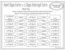 Converting Point Slope Form To Slope Intercept Form Worksheet Maze Activity Slope Intercept Form Point Slope Form Slope Intercept