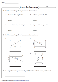 Find The Length Or Width From The Diagonal Rectangle Properties Perimeter Of Rectangle Rectangle
