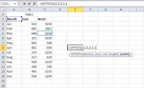 Offset Function In Excel Excel Function Reference