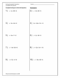 Completing The Square Worksheet 1worksheets Solving Quadratic Equations Free Printable Math Worksheets Completing The Square