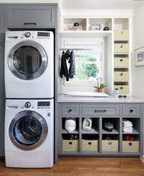 To Stack Or Not To Stack Beneath My Heart Grey Laundry Rooms Laundry Room Design Laundry Room Storage