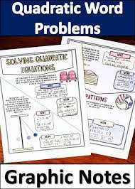 Quadratic Word Problems Distance Learning Printable Graphic Notes Word Problems Quadratics Solving Quadratic Equations