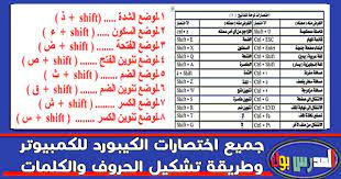 اختصارات الكيبورد وكيفية تشكيل الحروف على الكيبورد بالعربي