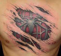 The Best Marvel Comics Tattoos Spiderman Chest Tattoo Ripped Skin Tattoo Weird Tattoos