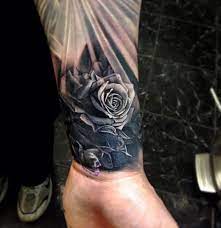 Realistic Men S Wrist Tattoo Idea Of Rose Wrist Tattoos For Guys Rose Tattoos For Men Quarter Sleeve Tattoos