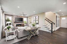 A Modern Fireplace Completes This Inviting Great Room Pearl Model Home Hagerstown Maryland Richmond Ame Benton House Richmond American Homes Model Homes