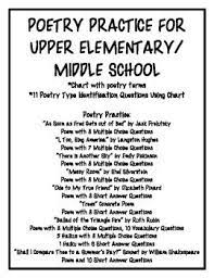 Chart With Poetry Terms 11 Poetry Type Identification Questions Using Chartpoetry Pra Middle School Reading Comprehension School Quotes Funny Upper Elementary