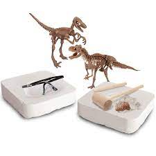 Toy Dinosaur Excavation Kit Skeleton 3d Puzzle T Rex 15pc And Velociraptor 10pc Dinosaur Excavation Kit Excavation Kit Dinosaur Fossils