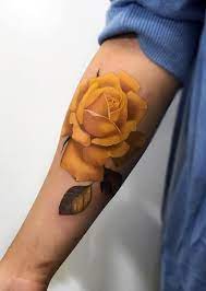 Beautiful Yellow Rose Tattoo C Tattoo Artist Pony Wave Yellow Rose Tattoos Tattoos Cherry Tattoos